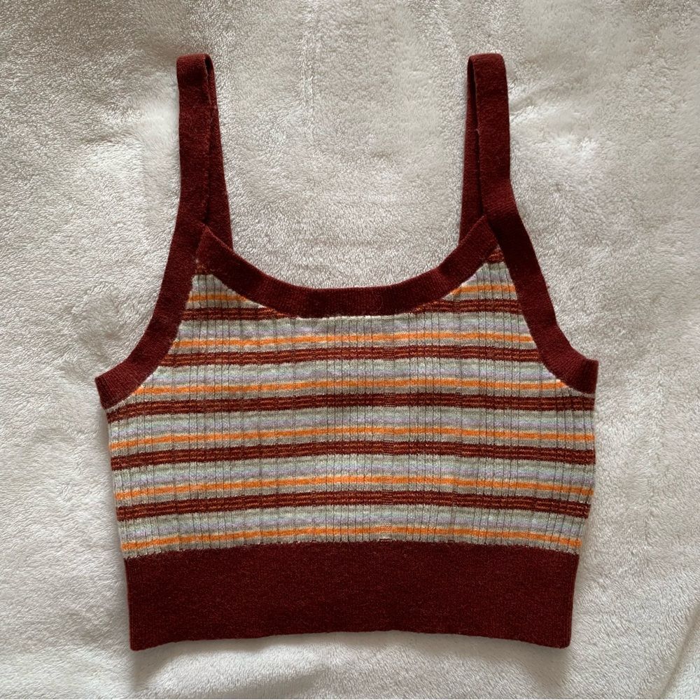 Levi's Striped Ribbed Knit Tank Top in Rust